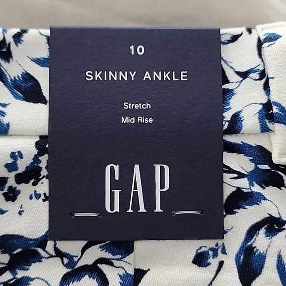GAP Floral Ankle Pants - White and Blue - Picture 2 of 3